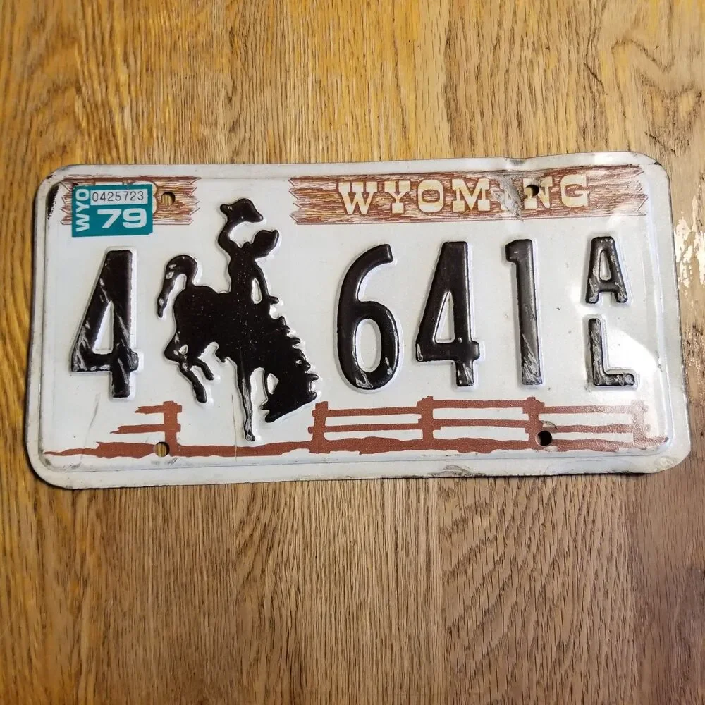 1979 Wyoming License Plate • Sweetwater County • Bucking Bronco